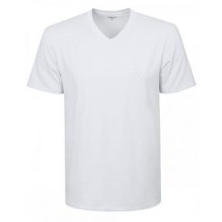 Koszulka Męska (T-Shirt) - Pako Jeans - Biała, Dekolt V-Neck (Serek). Białe t-shirty męskie Pako Jeans, l, bez wzorów, z bawełny, bez kołnierzyka. Za 65.00 zł.