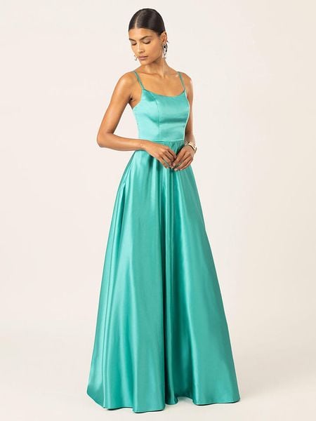APART Sukienka w kolorze turkusowym rozmiar: 42. Niebieskie sukienki damskie Apart, bez wzorów, z satyny, bez kołnierzyka, bez ramiączek, maxi. Za 460.12 zł.