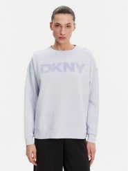DKNY Sport Bluza DP5T1140 Błękitny Regular Fit. Niebieskie bluzy bez kaptura damskie DKNY Sport, xl, bez wzorów, z bawełny, bez ramiączek, bez kaptura. Za 219.99 zł.