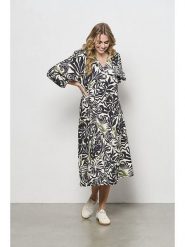 &Co Woman Sukienka "Anoek" w kolorze czarno-białym rozmiar: M. Białe sukienki damskie &Co Woman, na co dzień, m, bez wzorów, z tkaniny, bez kołnierzyka, bez ramiączek, midi, proste. Za 218.45 zł.