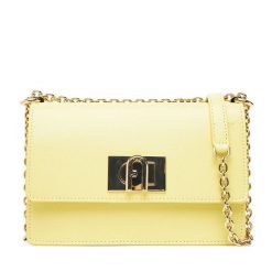 Torebka Furla. Żółte torebki klasyczne damskie Furla, bez wzorów, wizytowe, bez kołnierzyka, bez ramiączek. Za 979.99 zł.