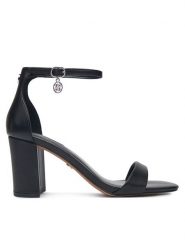 Nine West Sandały WFA2647-1 Czarny. Czarne sandały damskie Nine West, bez wzorów, ze skóry, bez obcasa, na słupku. Za 229.99 zł.
