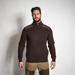 Sweter męski Solognac 500. Brązowe swetry męskie SOLOGNAC, m, bez wzorów, z bawełny, bez kołnierzyka. Za 169.99 zł.
