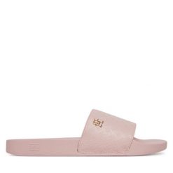 Klapki Tommy Hilfiger. Czerwone klapki damskie Tommy Hilfiger, bez wzorów, bez obcasa. Za 139.99 zł.
