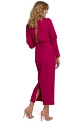 Elegancka sukienka z odkrytymi plecami i rozcięciem fiolet. Sukienki damskie Sukienki.shop, na imprezę, m, bez wzorów, eleganckie, bez kołnierzyka, bez ramiączek. Za 409.00 zł.