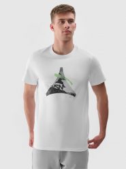 4F T-shirt regular z nadrukiem męski - biały XXL. Białe t-shirty męskie 4f, m, bez wzorów, z bawełny, bez kołnierzyka. W wyprzedaży za 39.99 zł.
