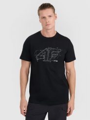 4F T-shirt regular z nadrukiem męski - czarny XXL. Czarne t-shirty męskie 4f, m, bez wzorów, z bawełny, bez kołnierzyka. Za 59.99 zł.