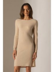 Perfect Cashmere Kaszmirowa sukienka "Lola" w kolorze beżowym rozmiar: S. Brązowe sukienki damskie Perfect Cashmere, na co dzień, s, bez wzorów, z kaszmiru, bez kołnierzyka, bez ramiączek, mini, proste. Za 359.32 zł.