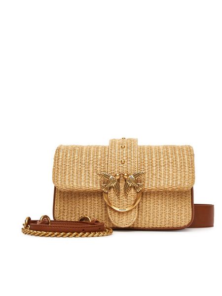 PINKO Torebka Love One Mini Slouchy Fl PE 25 PLTT 104340 A2CF Beżowy. Brązowe torebki klasyczne damskie Pinko, bez wzorów, z syntetyku, bez dodatków. Za 669.99 zł.