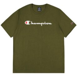 Koszulka męska Champion SS Tee. Zielone t-shirty sportowe męskie CHAMPION, m, bez ramiączek. Za 135.84 zł.