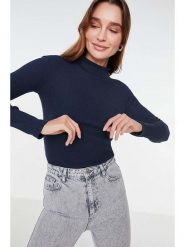 Trendyol Koszulka w kolorze granatowym rozmiar: L. Niebieskie t-shirty damskie Trendyol, l, bez wzorów, z bawełny, bez kołnierzyka. Za 43.88 zł.