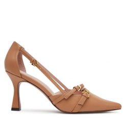 Czółenka Coccinelle. Brązowe czółenka damskie Coccinelle, bez wzorów, bez obcasa. Za 779.99 zł.