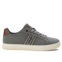 Buty męskie sportowe do chodzenia Wrangler JONAS C MEN LOW. Szare buty sportowe na co dzień męskie Wrangler, z jeansu, bez zapięcia, trekkingowe. Za 225.00 zł.