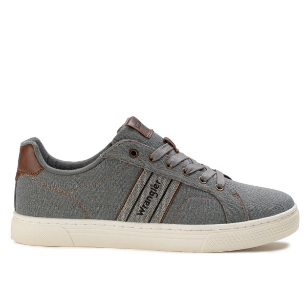 Buty męskie sportowe do chodzenia Wrangler JONAS C MEN LOW. Szare buty sportowe na co dzień męskie Wrangler, z jeansu, bez zapięcia, trekkingowe. Za 225.00 zł.