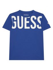Guess T-Shirt L6GI26 J1314 Niebieski Regular Fit. Niebieskie t-shirty chłopięce Guess, z aplikacjami, z bawełny, bez ramiączek. Za 94.99 zł.