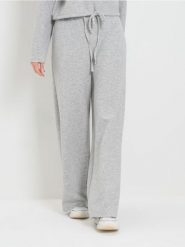 Spodnie wide leg z miękkiej dzianiny z domieszką wiskozy soft touch - szary. Szare spodnie materiałowe damskie Sinsay, bez wzorów, z dzianiny. Za 49.99 zł.