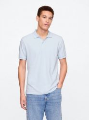 GAP Koszulka polo w kolorze błękitnym rozmiar: XXL. Niebieskie koszulki polo męskie GAP, xxl, bez wzorów, z bawełny, bez ramiączek. Za 65.69 zł.