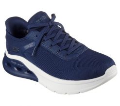Buty sportowe męskie Skechers Bobs Arc Waves 2.0. Niebieskie buty sportowe na co dzień męskie Skechers, z materiału, bez zapięcia, trekkingowe. Za 390.00 zł.