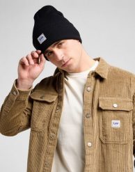 MESKA CZAPKA ZIMOWA LEE WORKWEAR BEANIE BLACK 112372692. Czarne czapki męskie Lee, na zimę, bez wzorów. Za 89.99 zł.