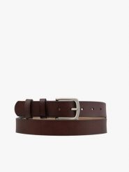 Ciemnobrązowy pasek męski ze skóry licowej. Brązowe paski męskie Ryłko, bez wzorów, ze skóry, eleganckie. Za 129.99 zł.