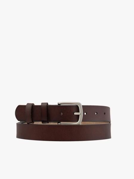 Ciemnobrązowy pasek męski ze skóry licowej. Brązowe paski męskie Ryłko, bez wzorów, ze skóry, eleganckie. Za 129.99 zł.