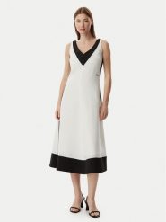 KARL LAGERFELD Sukienka letnia B2W13026 Kremowy Regular Fit. Białe sukienki damskie Karl Lagerfeld, na lato, bez wzorów, z lyocellu, bez kołnierzyka, bez ramiączek. Za 1,199.00 zł.