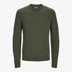 Sweter Jack & Jones Clambswool żółw morski. Zielone swetry męskie Jack&Jones, bez wzorów, bez kołnierzyka. Za 296.06 zł.