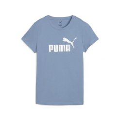 Damska koszulka z logo NO. 1 ESS METALLIC PUMA Cool Blue Metallic Silver. Niebieskie bluzki damskie Puma, bez wzorów, bez ramiączek. Za 147.70 zł.