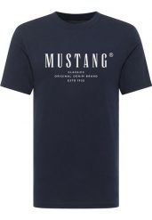 Męski T-Shirt Mustang Style Alex Dark Sapphire 1017998 4136. Niebieskie t-shirty męskie Mustang, m, bez wzorów, bez kołnierzyka. Za 79.99 zł.