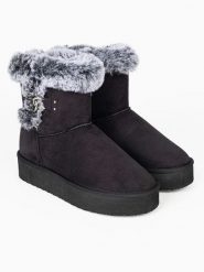 Blackfield Botki zimowe "Reindeer" w kolorze czarnym rozmiar: 36. Czarne botki damskie Blackfield, na zimę, z materiału, z okrągłym noskiem, bez obcasa, na platformie, bez zapięcia. Za 173.99 zł.