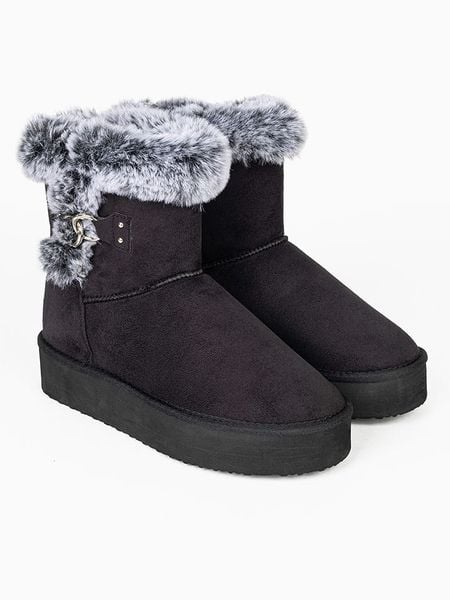 Blackfield Botki zimowe "Reindeer" w kolorze czarnym rozmiar: 36. Czarne botki damskie Blackfield, na zimę, z materiału, z okrągłym noskiem, bez obcasa, na platformie, bez zapięcia. Za 173.99 zł.