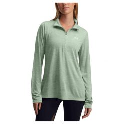 Damska koszulka UA Tech™ Twist ½ Zip384225-348 L. Zielone bluzki sportowe damskie Under Armour, l, bez wzorów, bez kołnierzyka. Za 134.99 zł.