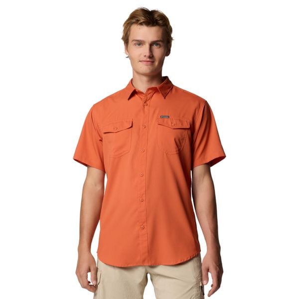 Koszula sportowa męska Utilizer II Solid Short Sleeve Shirt. Brązowe koszule męskie Columbia, m, bez wzorów, z poliesteru, bez kołnierzyka, bez ramiączek. Za 199.99 zł.
