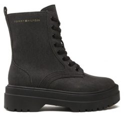 Trapery Tommy Hilfiger. Czarne trapery damskie Tommy Hilfiger, bez obcasa. Za 449.99 zł.