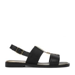 Sandały Lasocki. Czarne sandały damskie Lasocki, bez wzorów, bez obcasa, na płaskiej podeszwie. Za 129.99 zł.