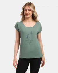 Damska bawełniana koszulka Kilpi ROANE-W. Zielone t-shirty damskie Kilpi, bez wzorów, z bawełny, bez kołnierzyka. Za 91.56 zł.