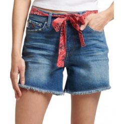 Spodenki turystyczne damskie Superdry Vintage Mid Rise Slim. Niebieskie szorty damskie Superdry., bez wzorów, z bawełny, sportowe. W wyprzedaży za 126.00 zł.