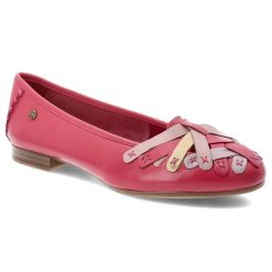 Baleriny damskie Maciejka, cholewka ze skóry naturalnej z dekoracyjnymi plecionymi paskami wsuwany fason zaokrąglony nosek, różowe, P7542-15/00-0. Czerwone baleriny damskie Maciejka, bez wzorów, ze skóry, bez obcasa. Za 209.00 zł.