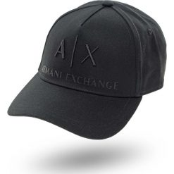 CZAPKA Z DASZKIEM Armani Exchange. Czarne czapki męskie Armani Exchange, bez wzorów, z bawełny. Za 179.00 zł.