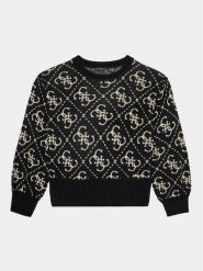 Guess Sweter J3BR04 Z39N0 Czarny Relaxed Fit. Czarne swetry dziewczęce Guess, z aplikacjami, z syntetyku, bez kołnierzyka. Za 469.99 zł.