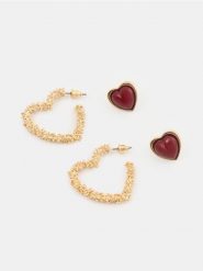 Kolczyki w kształcie serca 2 pack - złoty. Żółte kolczyki damskie Sinsay, złote. Za 15.99 zł.