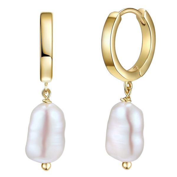 Glanzstücke München Srebrne kolczyki kreole srebro wysokiej próby Perła hodowlana słodkowodna żółte złoto Kolczyki koła 1 ct Damski. Szare kolczyki damskie Glanzstücke München, z perłą, pozłacane. Za 279.99 zł.