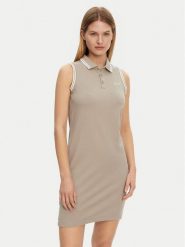 Guess Sukienka codzienna V5GK04 KCOK1 Khaki Regular Fit. Brązowe sukienki damskie Guess, na co dzień, l, z aplikacjami, z bawełny, bez kołnierzyka, bez ramiączek, proste. Za 179.99 zł.