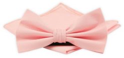 Męska Mucha z Poszetką - Chattier - Morelowa. Pomarańczowe krawaty i muchy męskie Chattier, bez wzorów, z poliesteru, eleganckie. Za 59.00 zł.