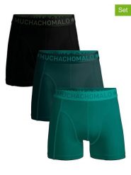 Muchachomalo Bokserki (3 pary) w kolorze czarno-zielonym rozmiar: M. Czarne bokserki męskie Muchachomalo, bez wzorów. Za 122.96 zł.
