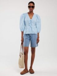 BIG STAR Bluzka w kolorze błękitnym rozmiar: M. Niebieskie bluzki damskie Big Star, m, bez wzorów, z bawełny, retro, bez kołnierzyka, bez ramiączek. Za 114.99 zł.