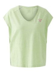 Oui Koszulka w kolorze zielono-białym rozmiar: 44. Zielone bluzki damskie Oui, bez wzorów, z bawełny, bez kołnierzyka, bez ramiączek. Za 113.36 zł.