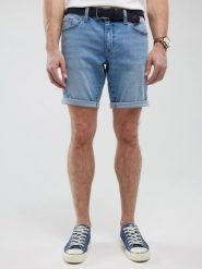 Szorty męskie jeansowe niebieskie Aden 255. Niebieskie szorty męskie Big Star, z denimu, bez kołnierzyka. Za 199.99 zł.