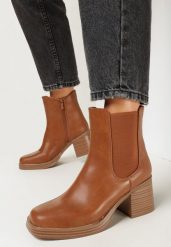 Brązowe Botki na Słupku z Kwadratowym Noskiem Inatesa. Brązowe botki damskie Born2be, klasyczne, bez obcasa, na obcasie, bez zapięcia. Za 149.99 zł.