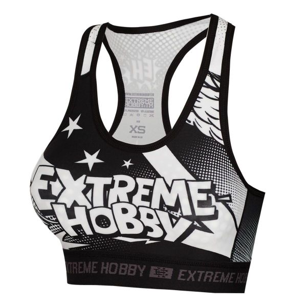 Stanik sportowy fitness siłownia MMA EXTREME HOBBY COMICS. Czarne biustonosze sportowe damskie EXTREME HOBBY, bez wzorów, z elastanu. Za 119.00 zł.